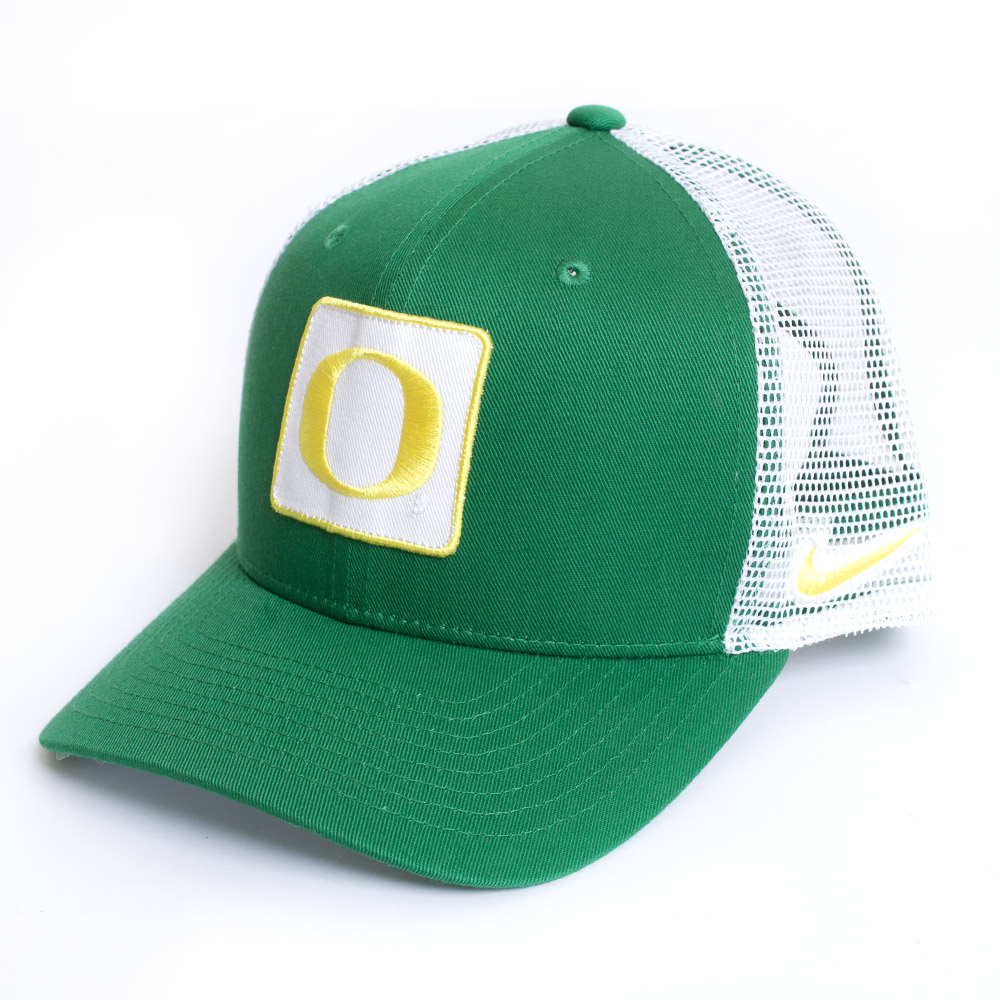 Classic Oregon O, Nike, Green, Trucker, Accessories, Unisex, Classic99, Patched, Adjustable, Hat, 796298